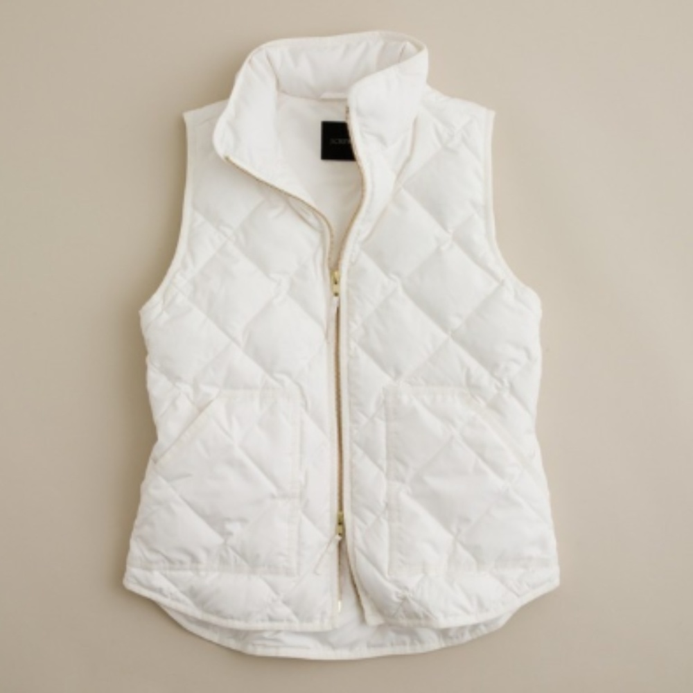J.Crew Quilted White/Ivory Puffer West (NWT)
